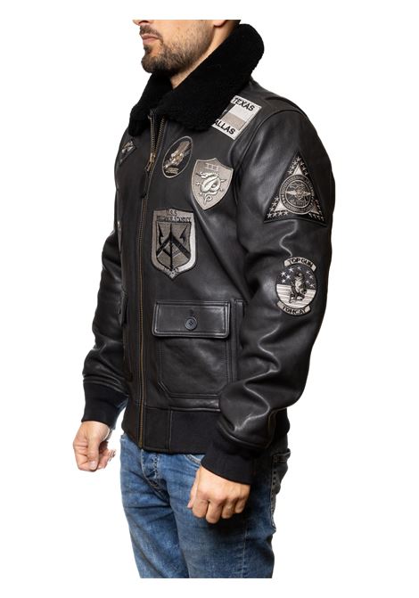 giubbino pelle nero TOP GUN | TG1PELLE-BLACK